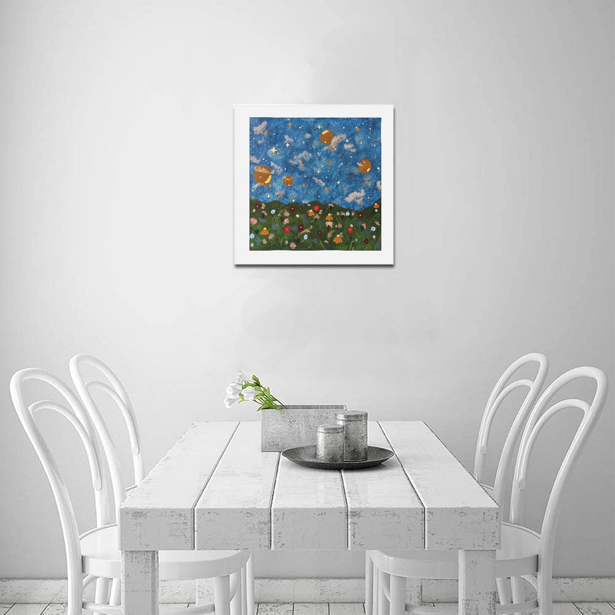 Celestial Wildflower Meadow — Original Artwork Framed Canvas