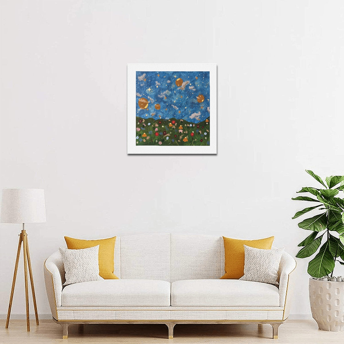 Celestial Wildflower Meadow — Original Artwork Framed Canvas