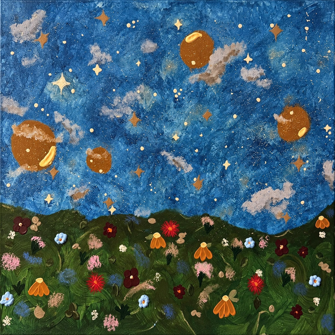 Celestial Wildflower Meadow — Original Art Hoodie