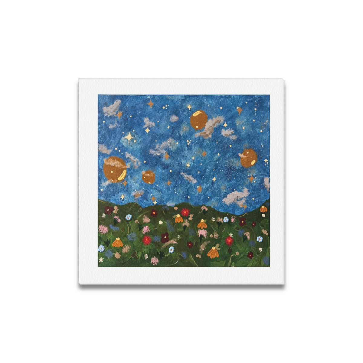 Celestial Wildflower Meadow — Original Artwork Framed Canvas