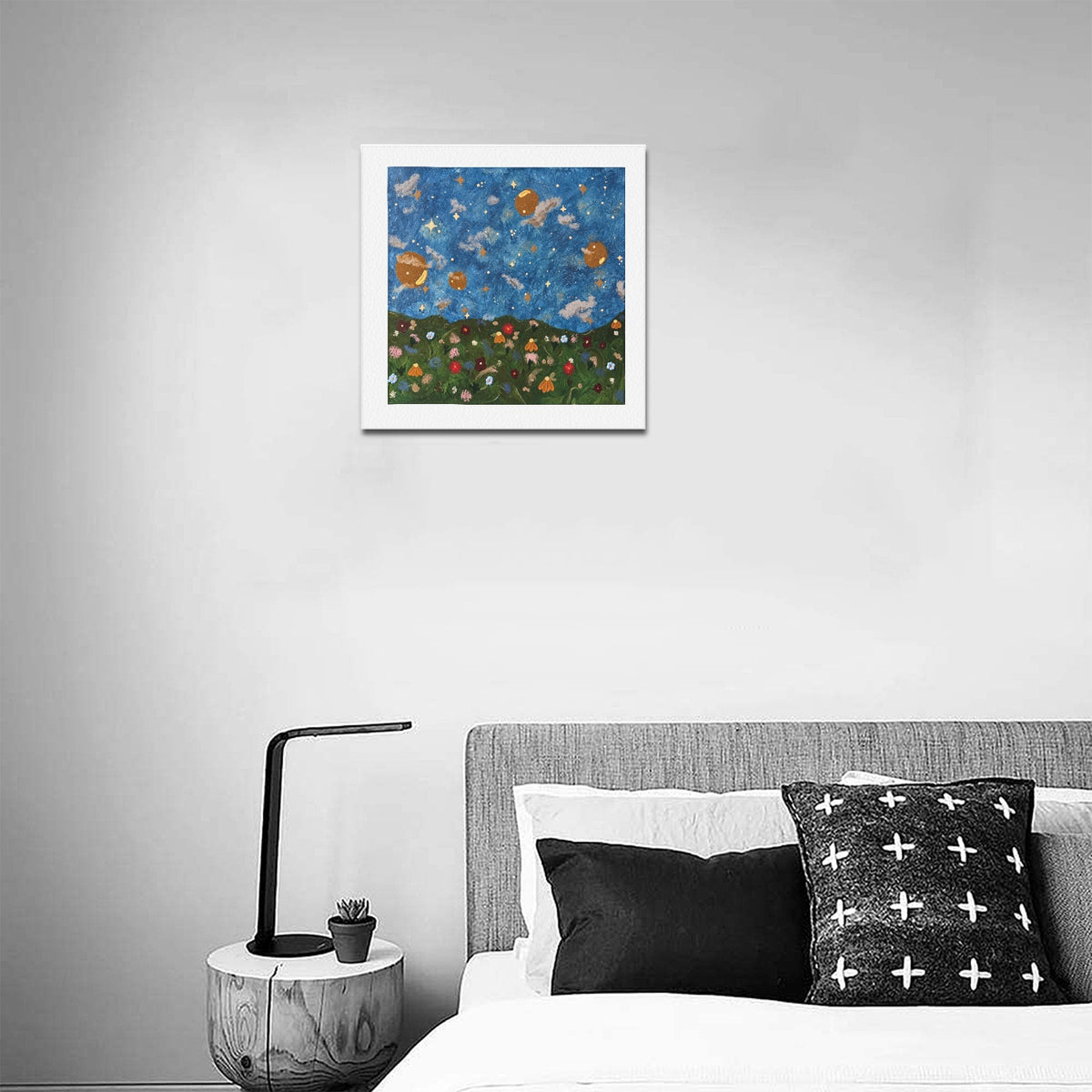 Celestial Wildflower Meadow — Original Artwork Framed Canvas